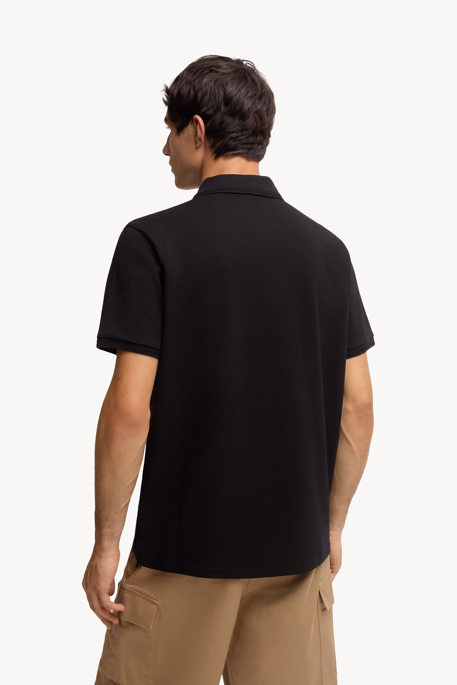 Logo Patch Cotton Piquet Polo Shirt Men Black Moncler 5